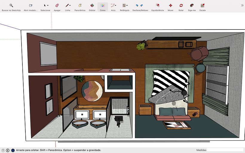 Curso - Introdução ao SketchUp Por Alejandro Soriano - Quarto Hotel - Afonso Guerreiro 1
