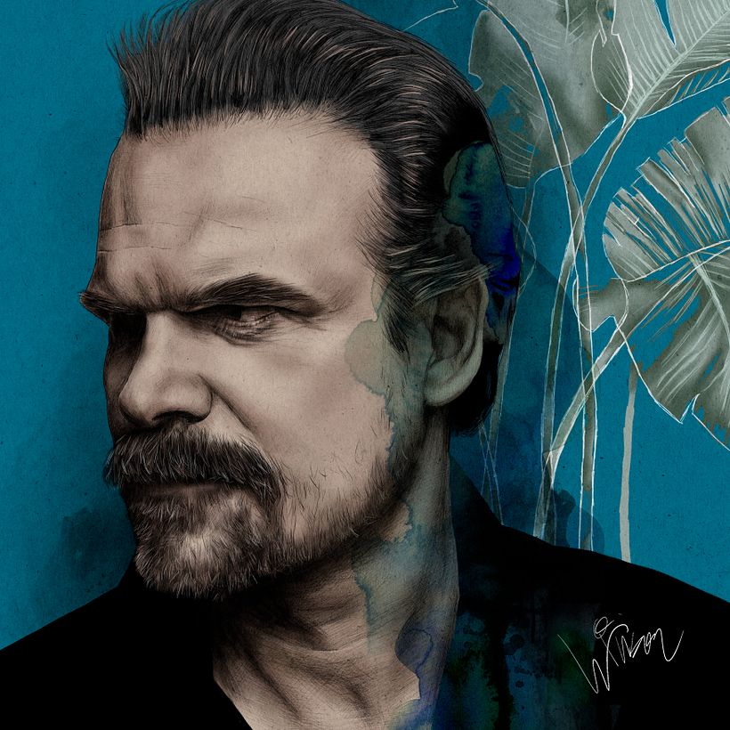 David Harbour with Banana Leaves // Digital Portrait Illustration with Procreate // Instagram: @winsonwow