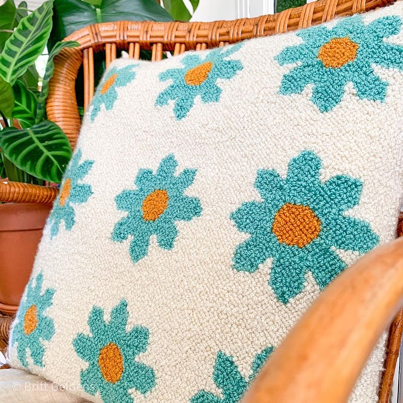 Punch needle flower cushion 3