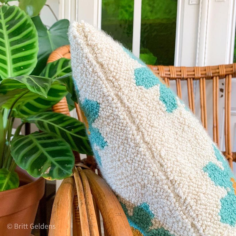 Punch needle flower cushion 5