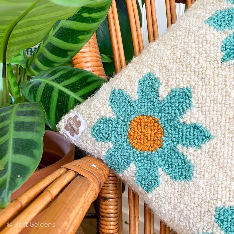 Punch needle flower cushion 6