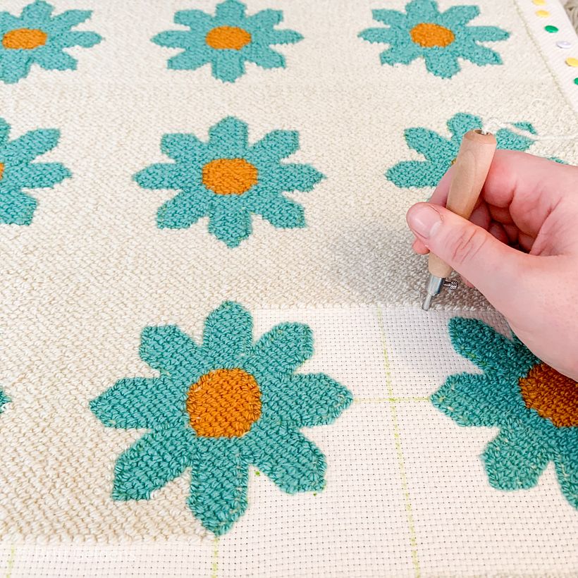 Punch needle flower cushion 8