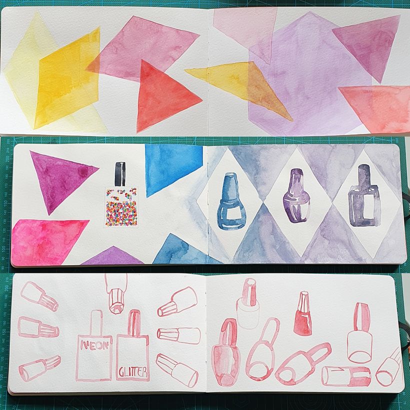 Nail polishes and abstract shapes