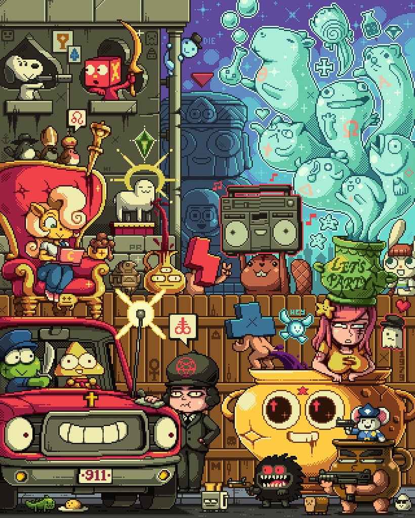Animação em pixel art de Paul Robertson, referência no design de videogames. Imagem via Twitter do autor
