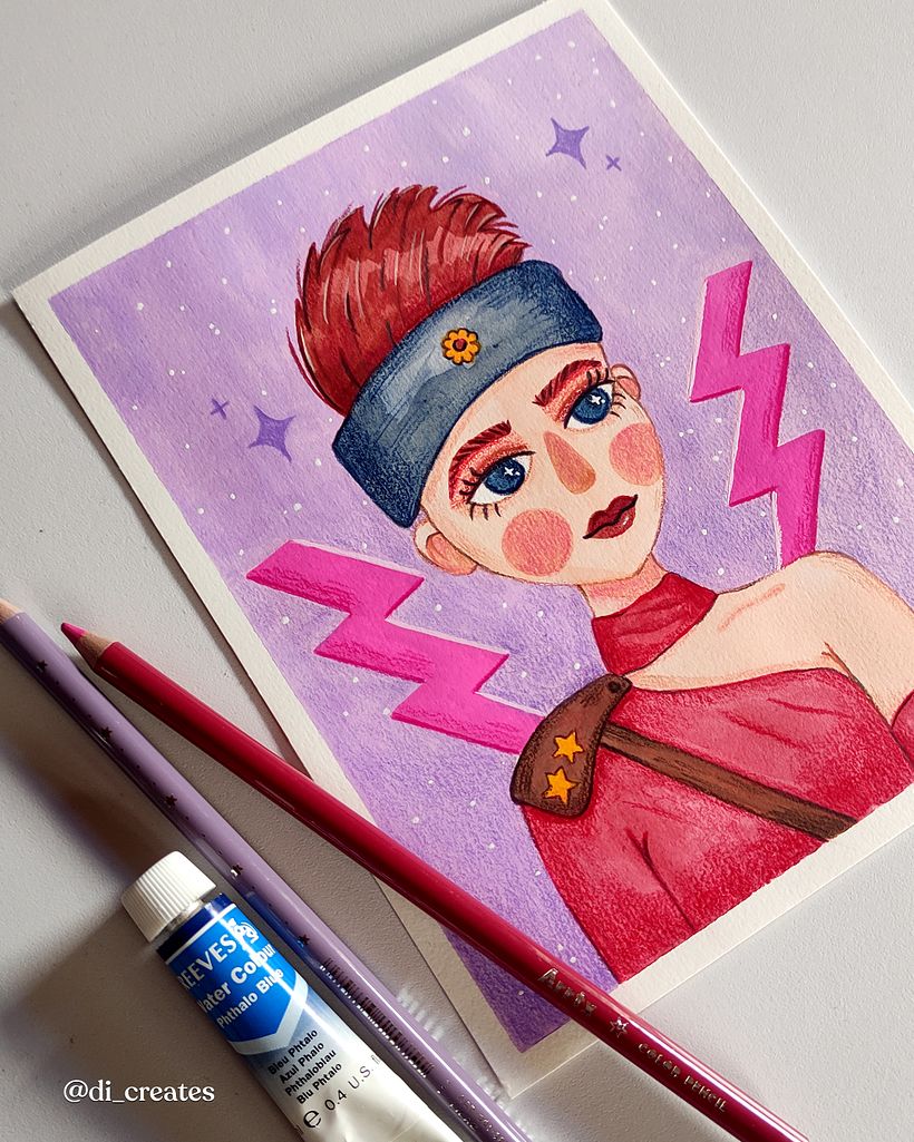 Mi proyecto del curso: Dibujo fan art con acuarela y lápices de colores - Ilustración tradicional