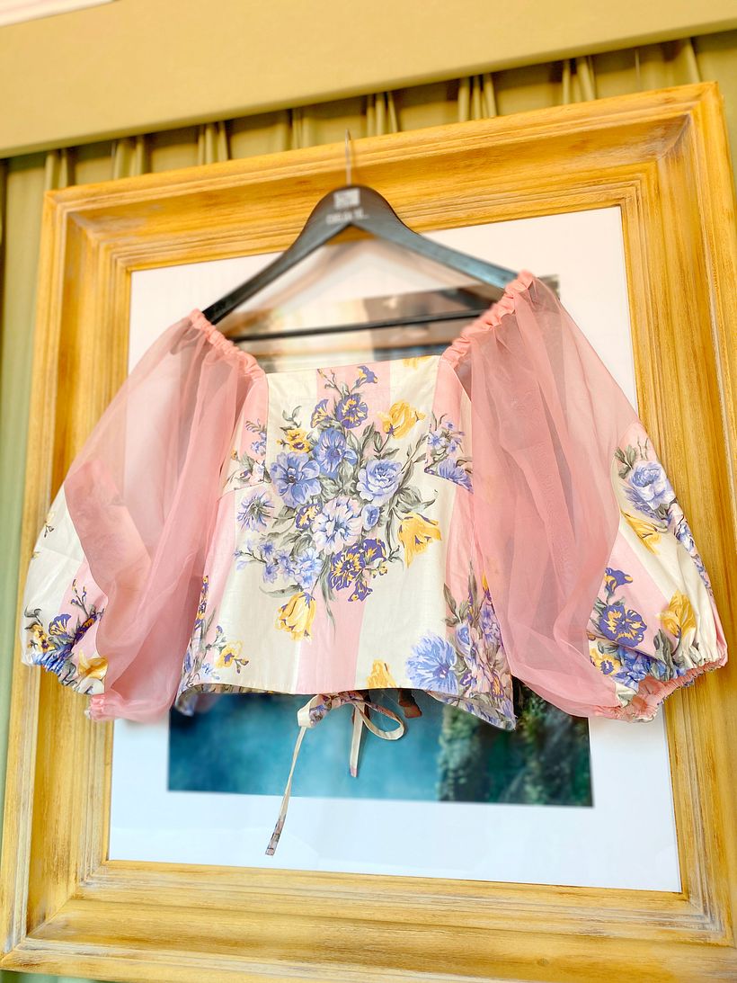 Sheer Silk Organza w/ Scrap Printed Curtain 