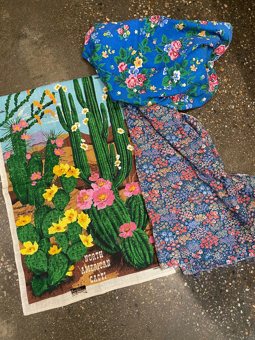 Mock Up of Dress Back - Using scrap fabrics for the sides and a tea towel middle bodice