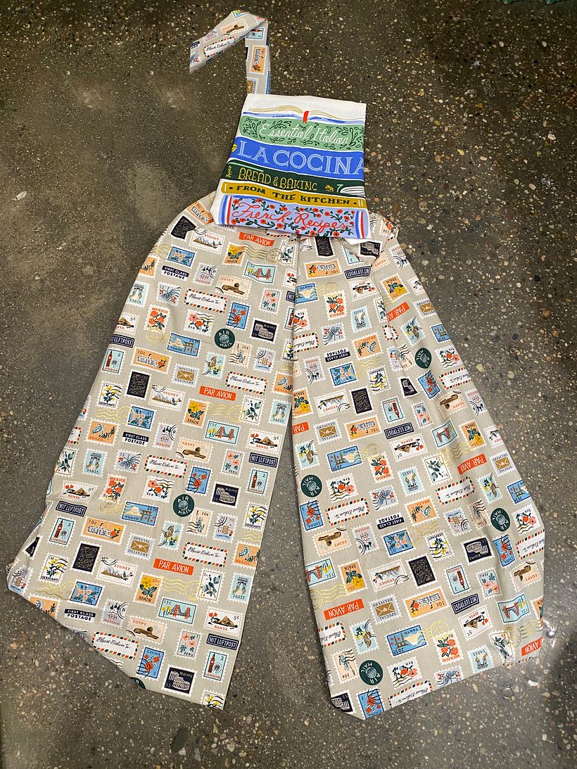 Example Two: Design Mock Up of Jumpsuit using a tea towel  + yardage