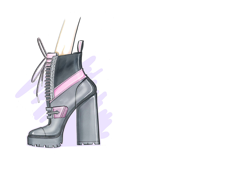high heel hiking boots / pink