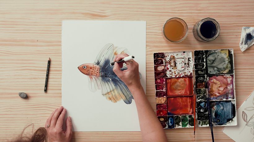 Use a posca pen to add light and texture. 