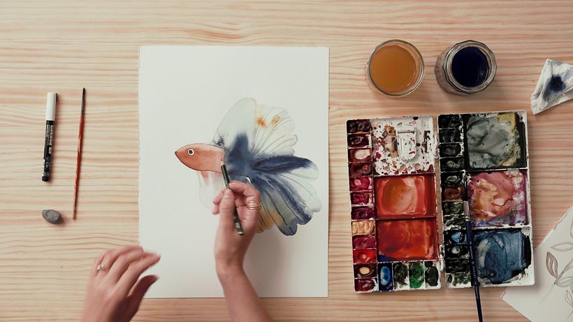 Add details over the top of the paint with a pencil.