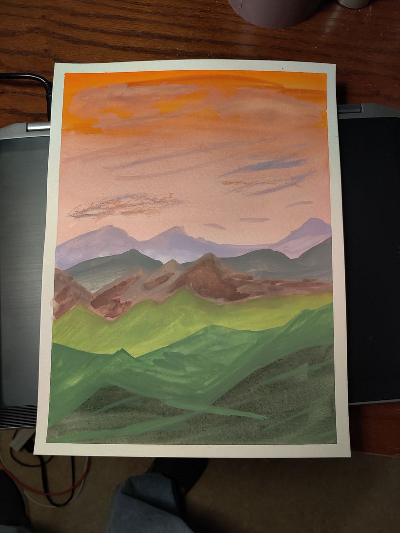 Mountain View in Gouache 2