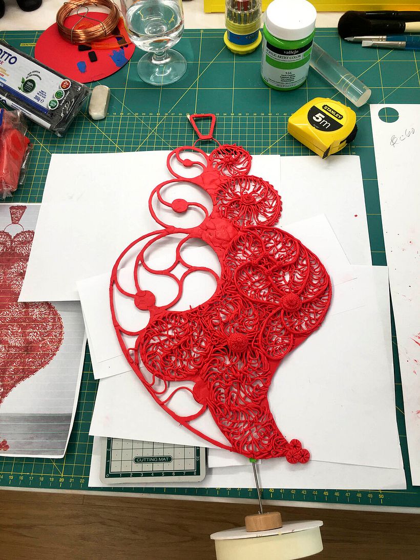 Construção do coração em plasticina