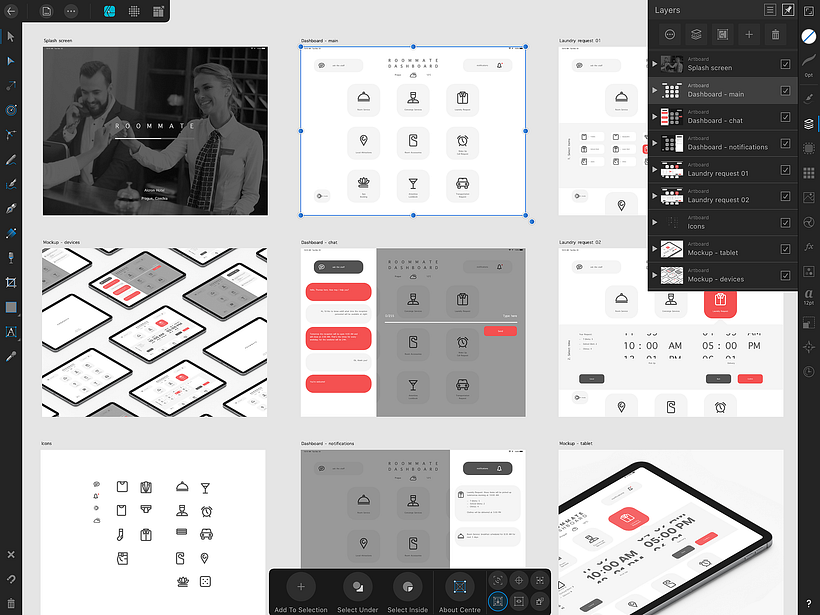 Demonstration of Affinity's artboard system from their press pack.