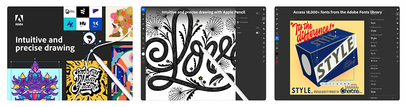 iPad screenshots for Adobe Illustrator.