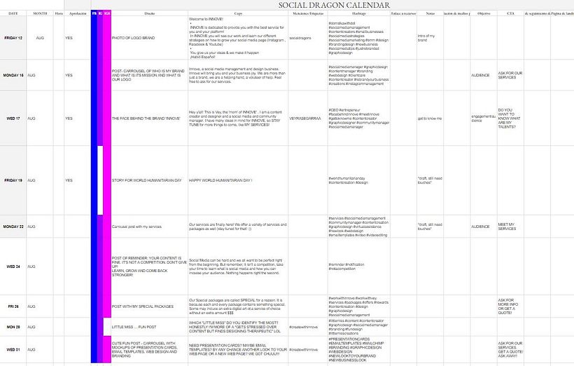 My project for course: Instagram Strategy for Business Growth. SOCIAL DRAGON CALENDAR  2