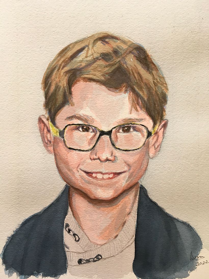 Mi proyecto del curso: Retrato artístico en acuarela Retratos de mis sobrinos 2