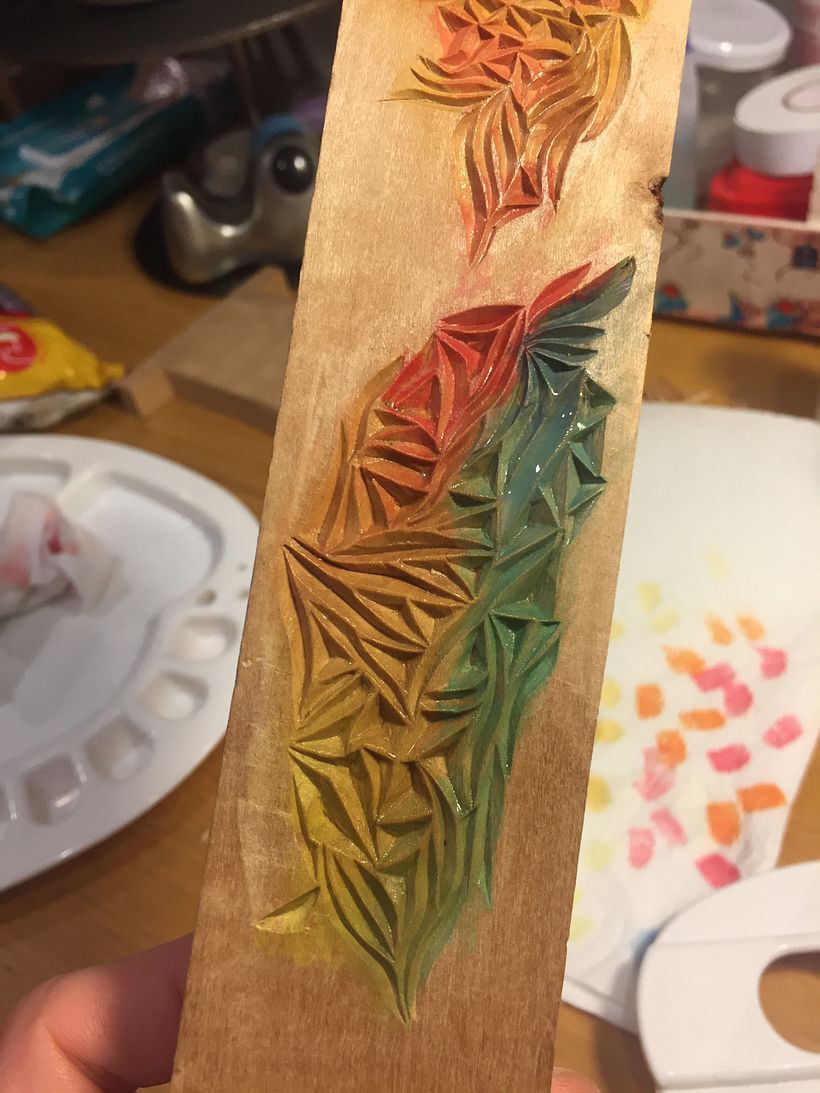 Second color test using acrylic paint mixed with water