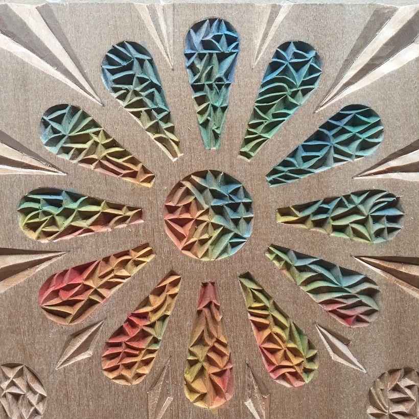 Acrylic paint mixed with water BEFORE applying varnish. 