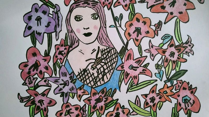 Chica arana con flores 1