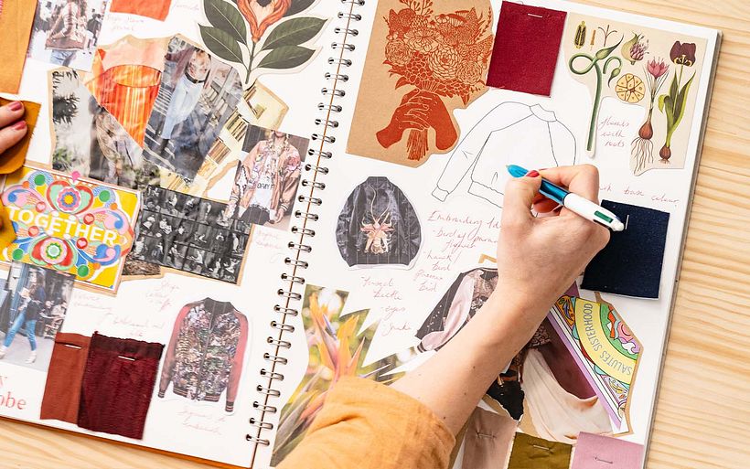 Lydia plans her bomber jacket design considering its history and different styles.
