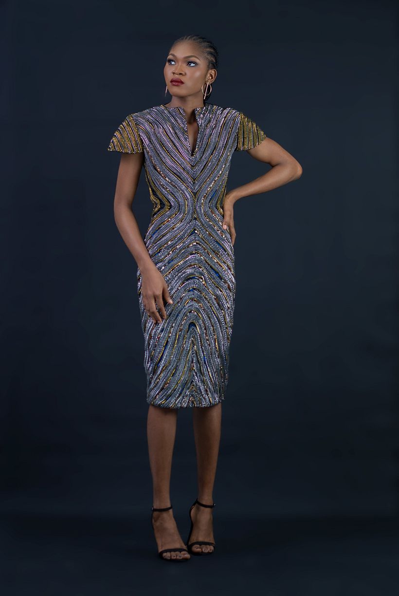 I created this dress using my dress block from 'Freehand Fashion' and over-laying a handmade and hand sewn rouleaux design 