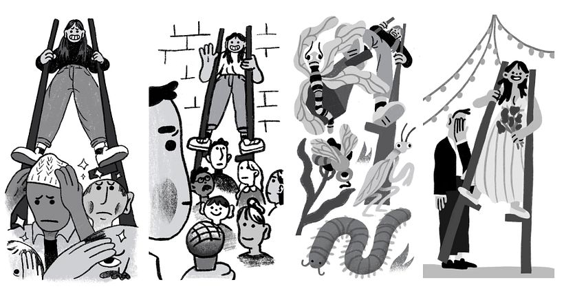  Imágenes en blanco y negro de varios momentos de zancos de la historia.