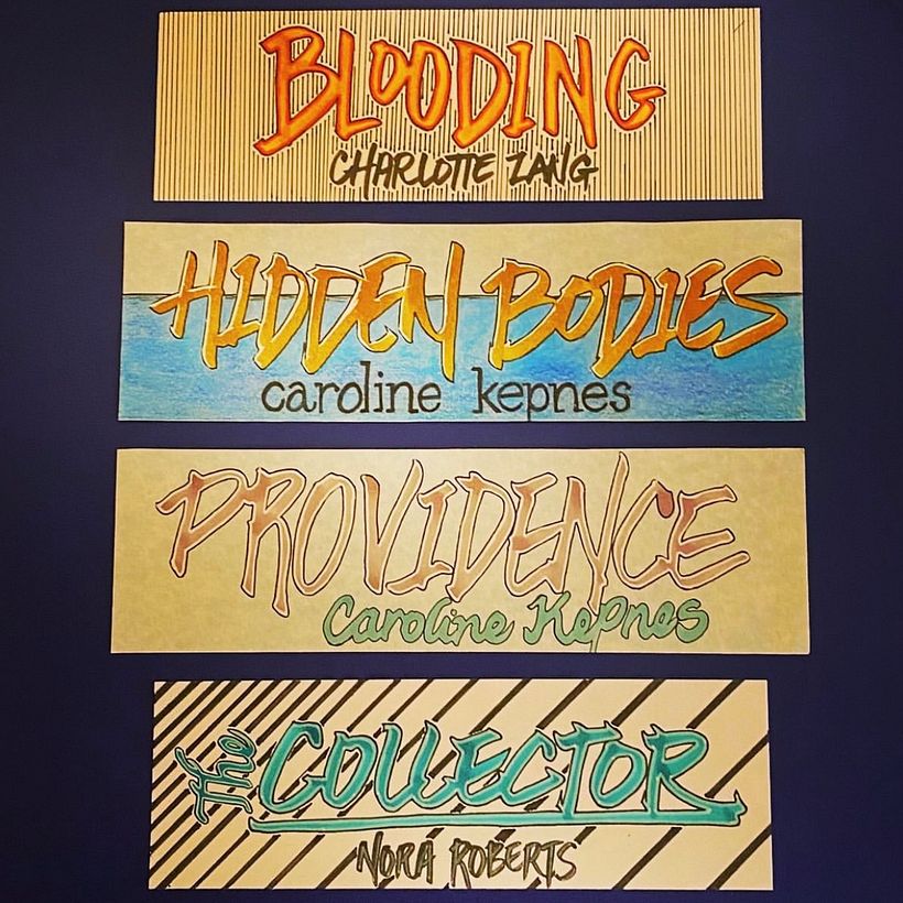 Some bookmarks I made for my wife when I gifted her these books.
