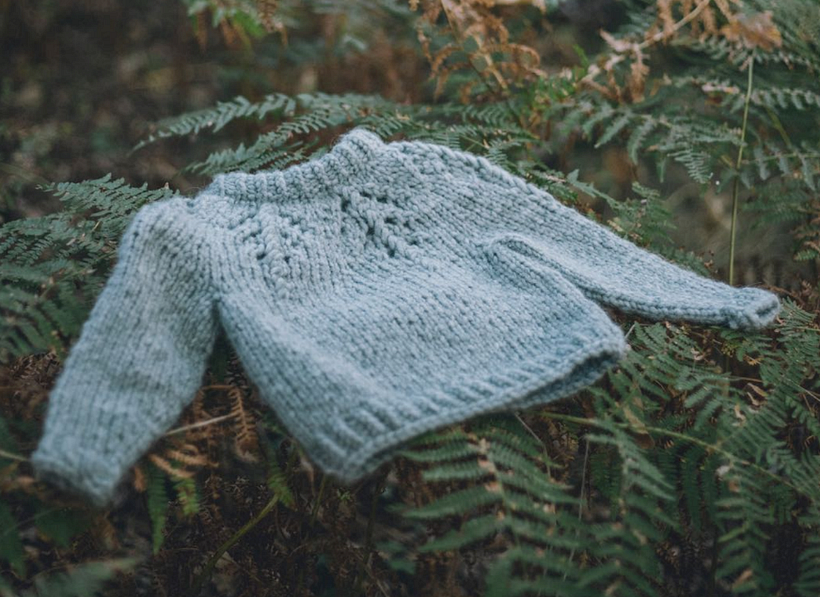 An example of a children’s fern yoke sweater from Carmen García de Mora’s download.