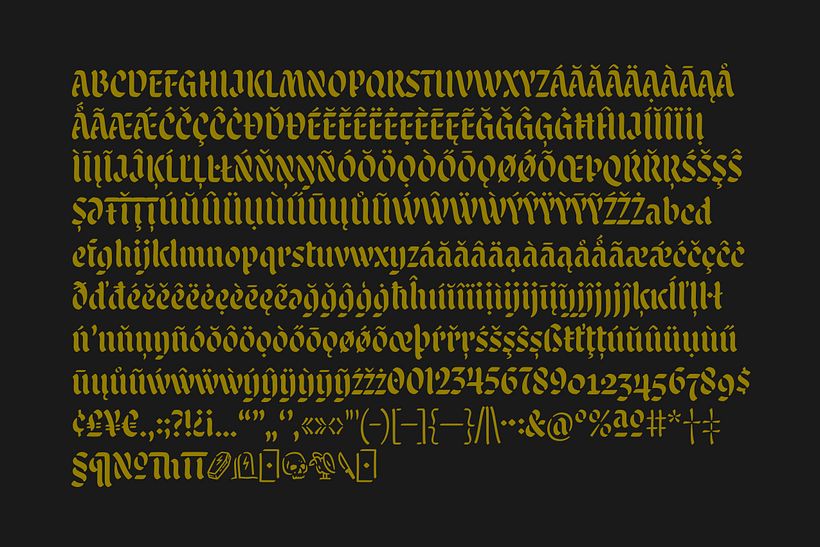 Full Malice Stencil Character Set