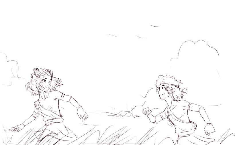 Achilles & Patroclus - Traditionelle Illustration