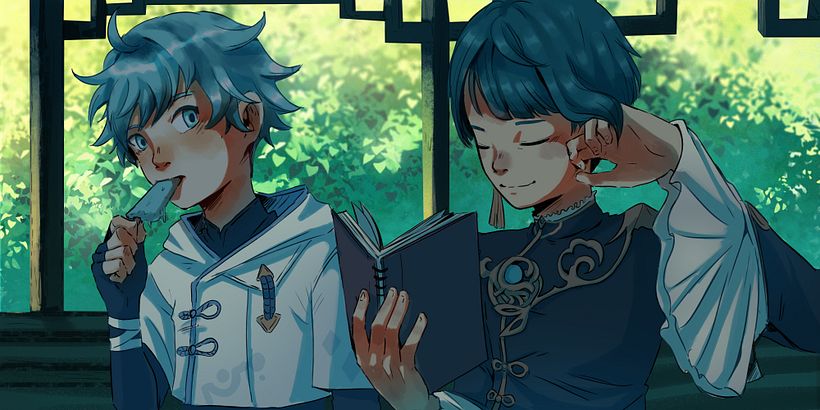 Chongyun and Xingqiu ( Genshin Impact Fanart) 5