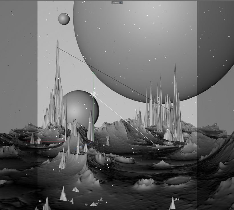 Heres how the scene looks in the viewport! you can see its just some simple geometry.