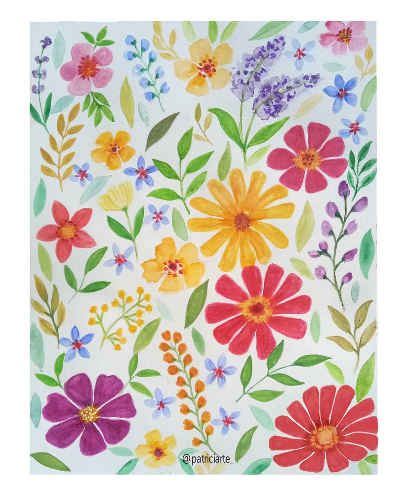 Meu projeto do curso: Padrões florais vibrantes com aquarela 1