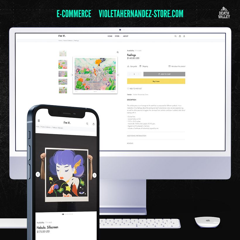 Online store development for designer and illustrator Violeta Hernández in the year 2021.