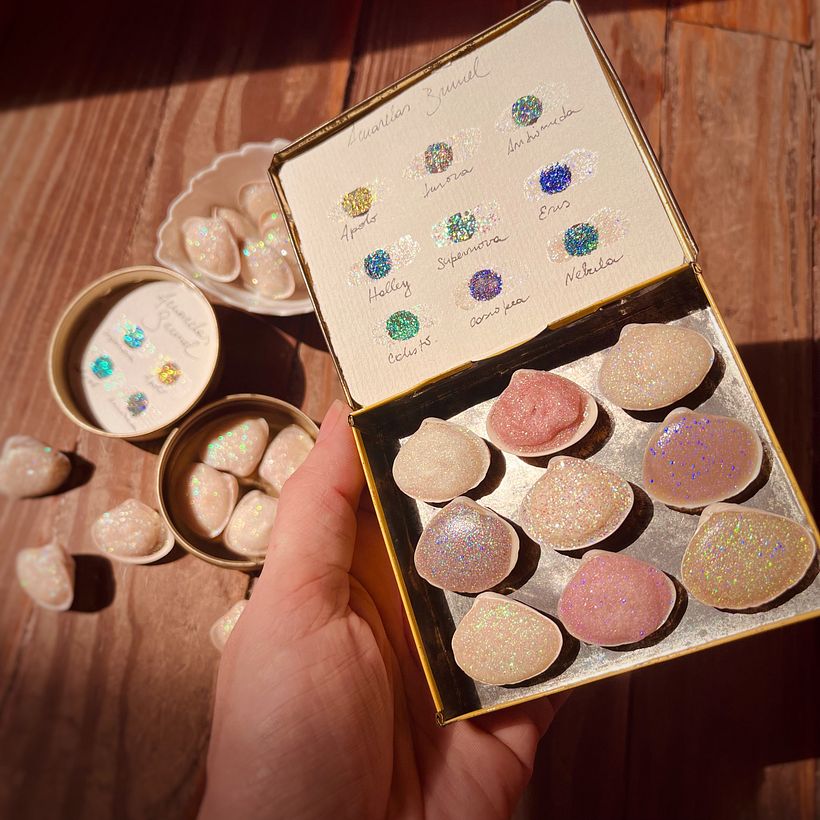 Pigmentos brillantes como estrellas