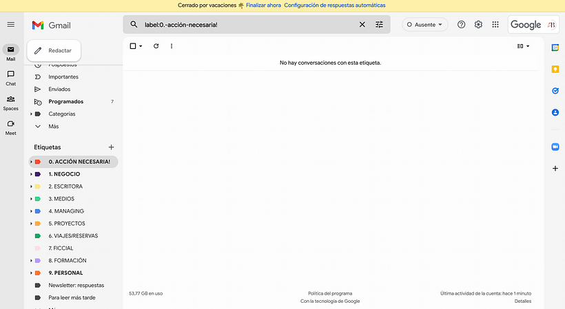 Captura de pantalla de Gmail