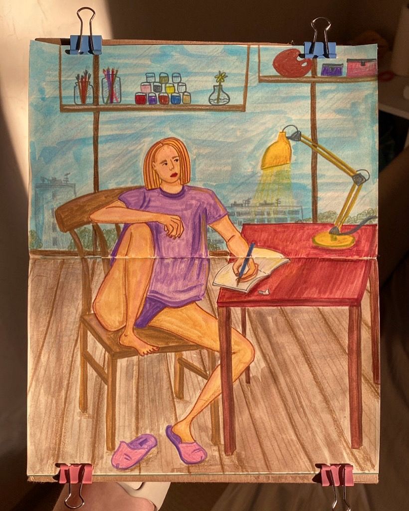 Really loved this technique with gouache and colored pencils! 