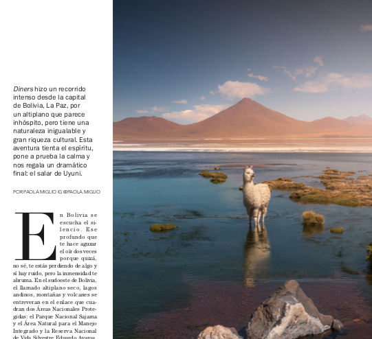 Recorrido por el Altiplano boliviano publicado en la revista Diners Colombia 1