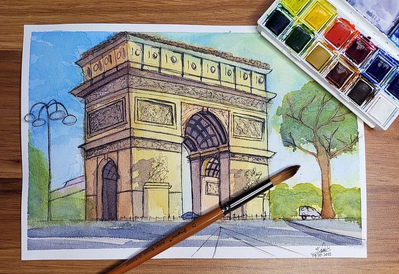 My project: Architectural drawing with watercolor and ink_Nuria Marengo 1