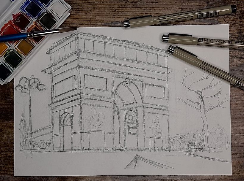 My project: Architectural drawing with watercolor and ink_Nuria Marengo 5