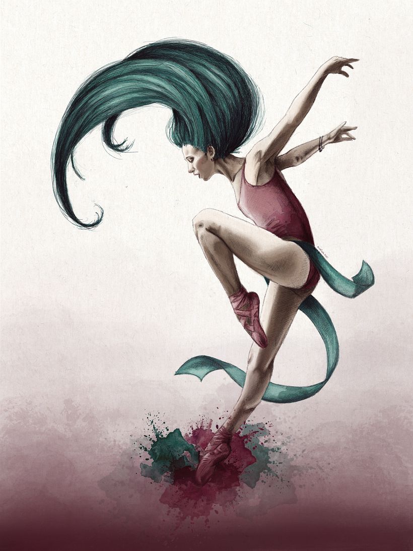 "Salto cuántico" obra realizada con técnica mixta: digital-analógica (todos los derechos pertenecen a Maribel Gómez Tournier)