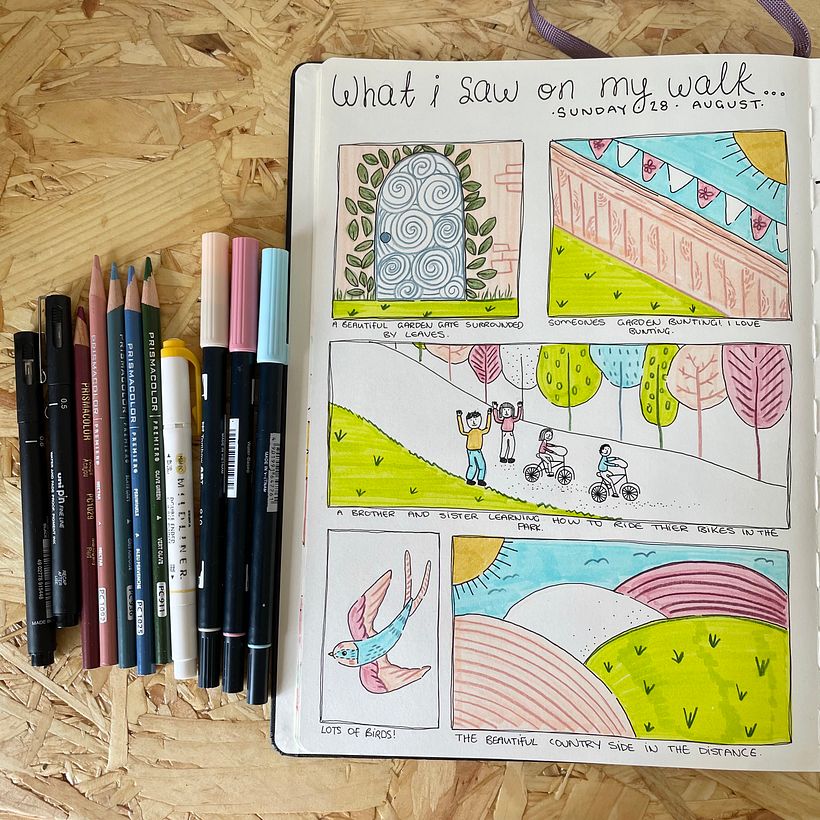 I usually zone out a little on my walks, so this is great for getting me to focus on the things around me. 