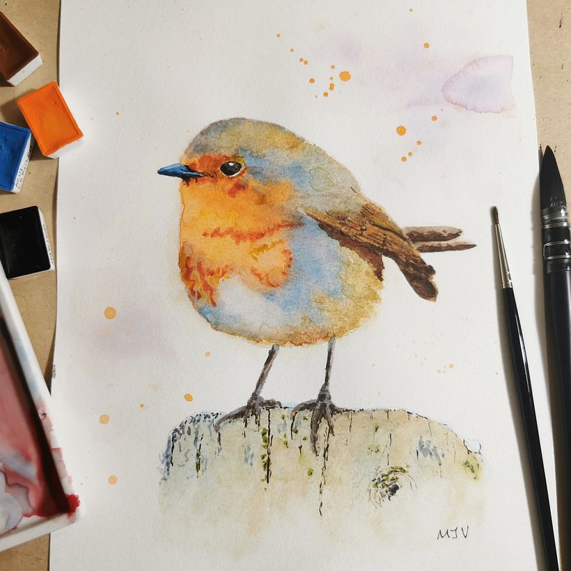 Mi proyecto del curso: Acuarela artística para ilustración de aves 1