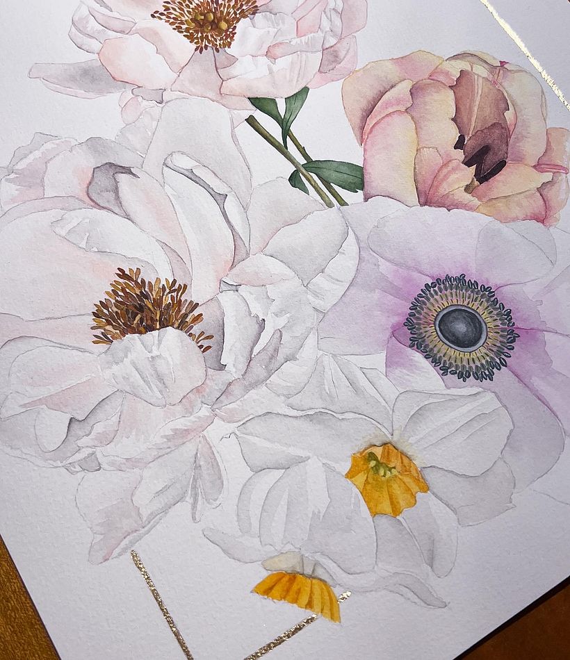 Flores claras en acuarela 4