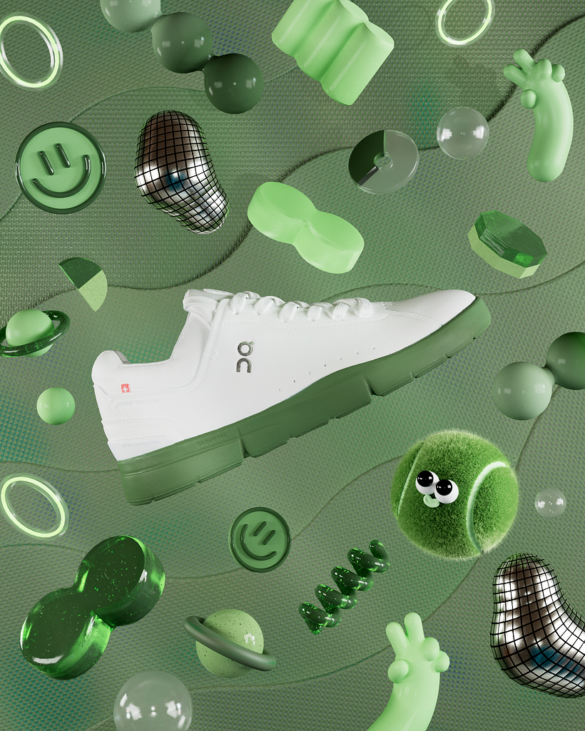 One of the stills of the campaign, celebrating the ON x Roger Federer shoe