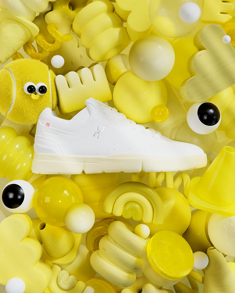 One of the stills of the campaign, celebrating the ON x Roger Federer shoe