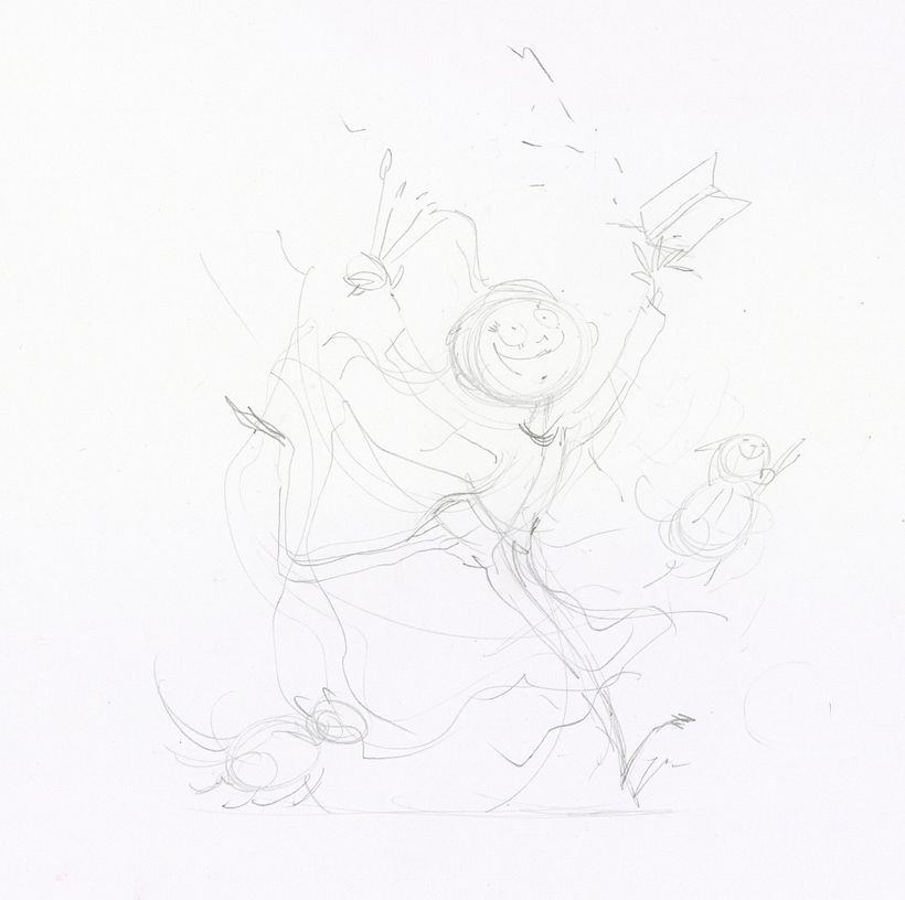 I wanted to celebrate being back to work and did this little painting for fun :). First, I did a quick sketch with soft lines