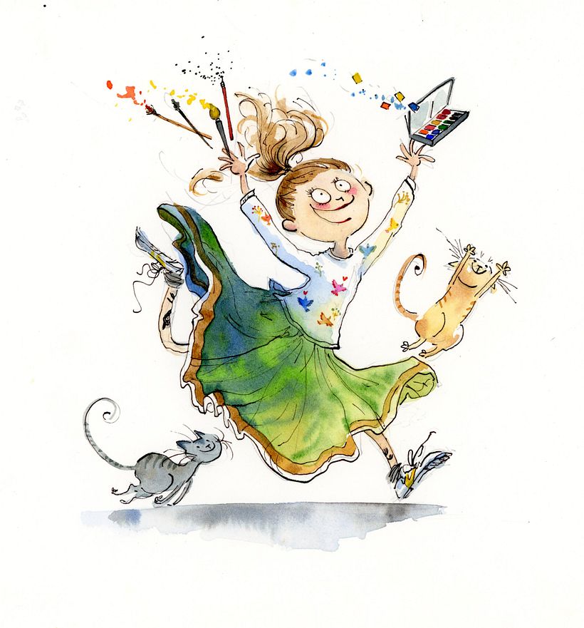 Finally, I added the watercolor to the inked sketch I liked best. 