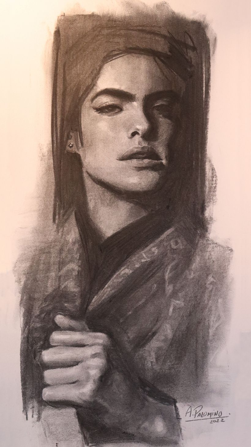 Retrato al carboncillo. (carbón vegetal) 1